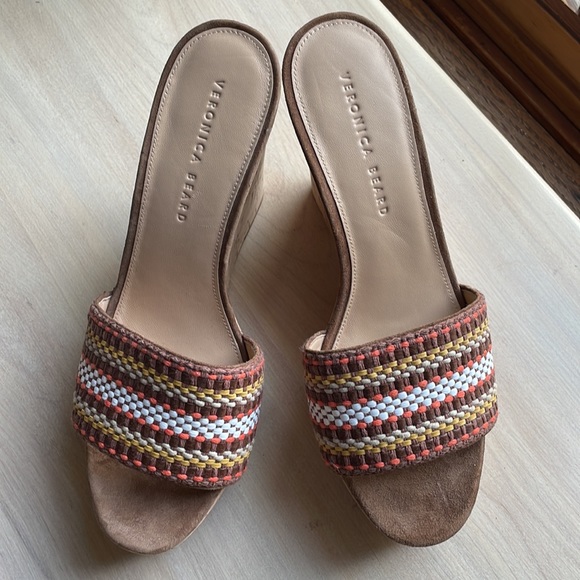 VERONICA BEARD NWOT Womens Sz 9.5 Dali Multi Woven Cork Wedge Sandals Brown - Picture 7 of 16